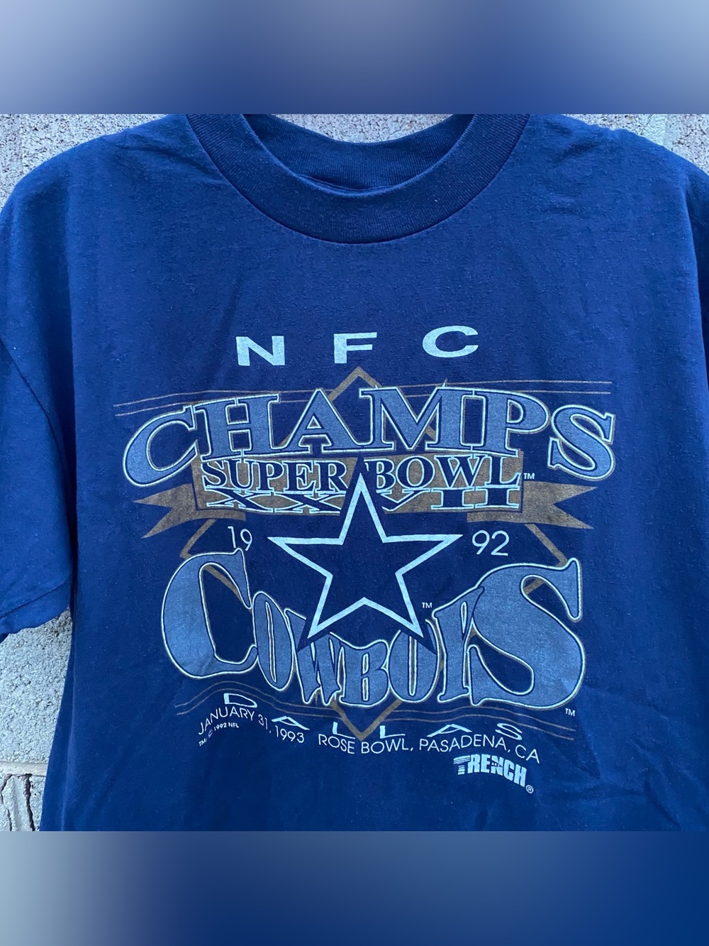 VTG 90s DALLAS COWBOYS NFL TRENCH 1992 SUPER BOWL CHAMPIONS SHIRT ADULT Large